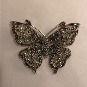 Sterling silver and marcasite  butterfly brooch.